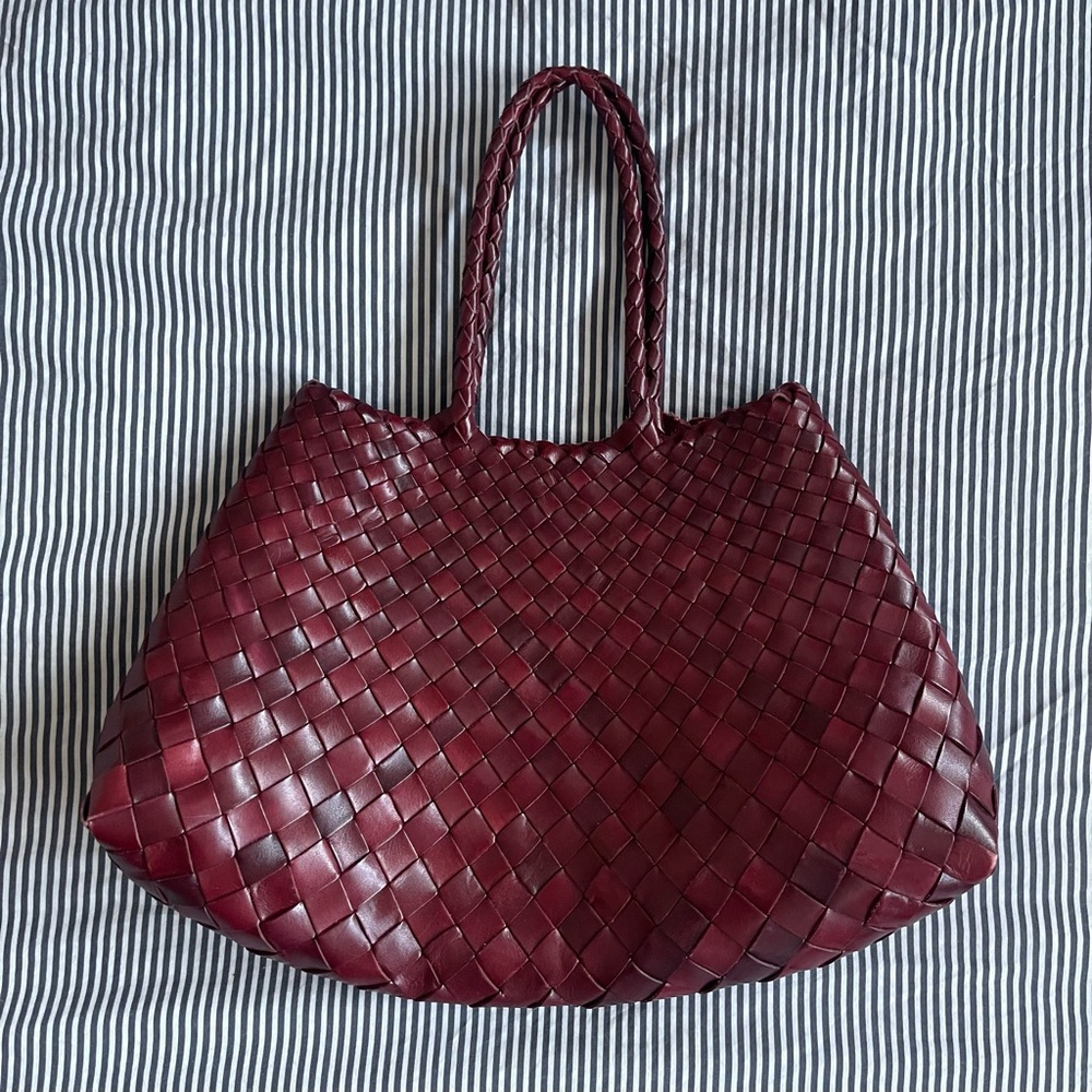 Dragon Diffusion Woven Leather Tote in Burgundy